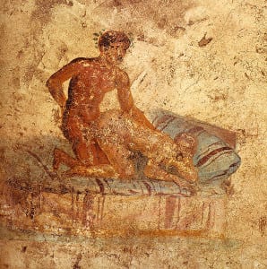 A Tergo (Sex from behind) - Romanesque fresco from the Casa del Ristorante in Pompeii (ca. 62-79 AD)