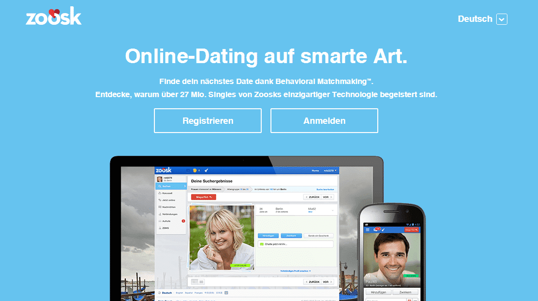 Single Community Zoosk (Screenshot vom Februar 2015)