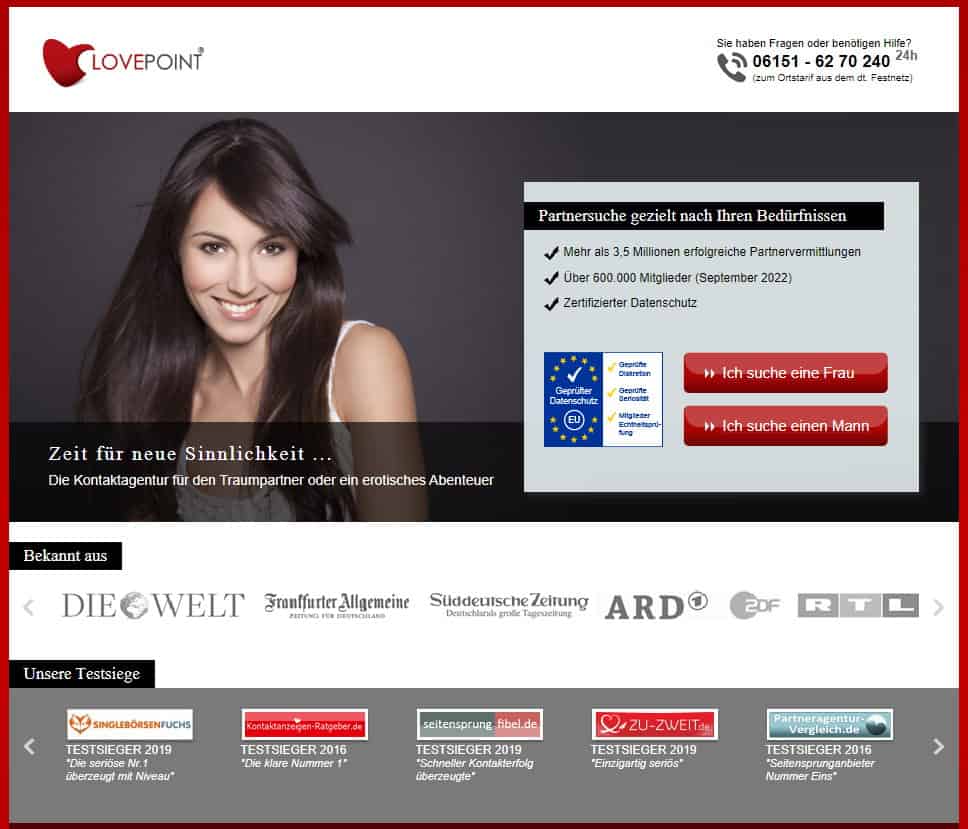 Lovepoint – Die diskrete Kontaktagentur für Seitensprünge und Affären (Screenshot)