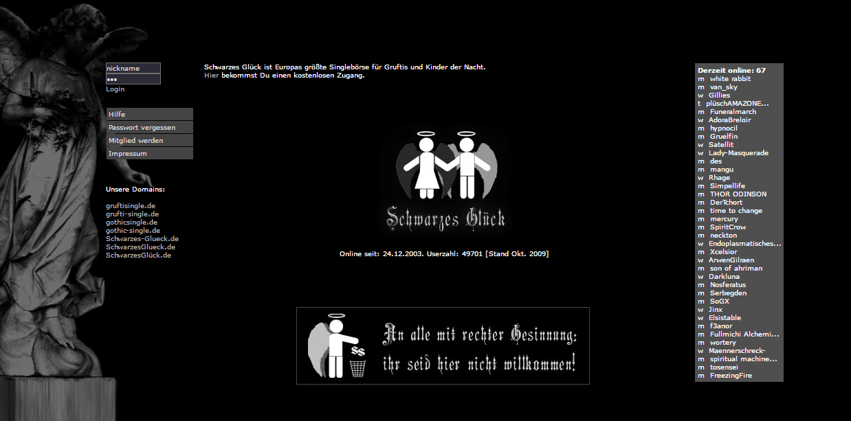 Schwarzer Glück - dating site for the dark scene