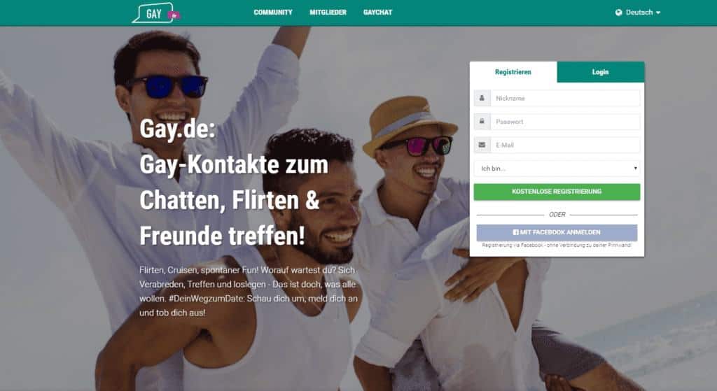 Gay.de: Gay-Kontakte zum Chatten, Flirten & Freunde treffen