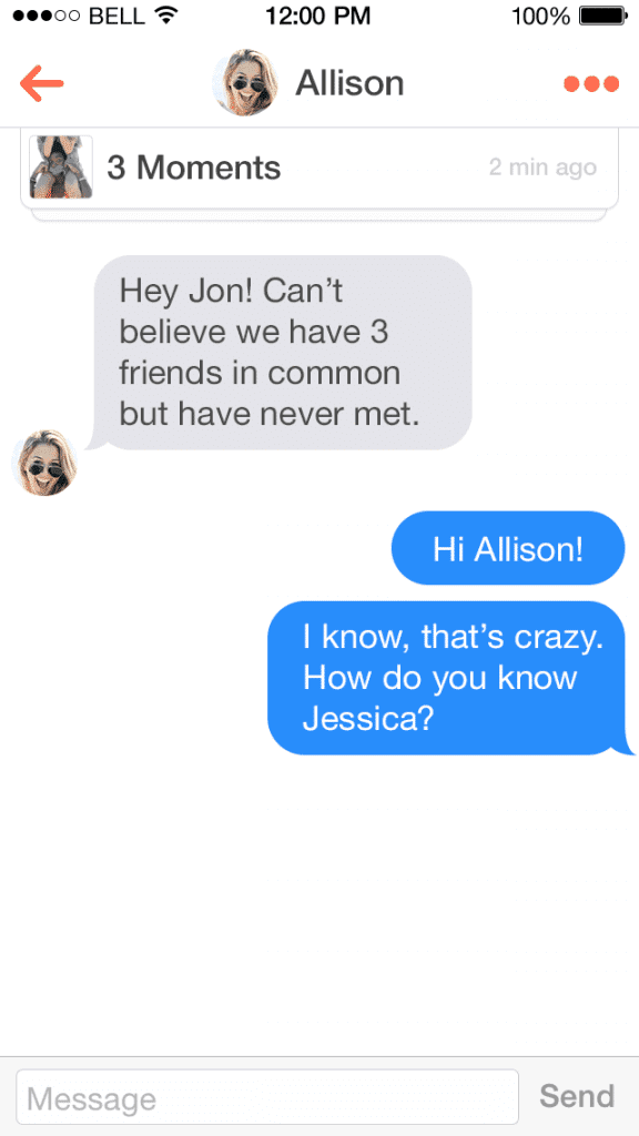 Tinder - Mobile Dating App mit Umkreis Radar 9 Tinder Chat Ansicht