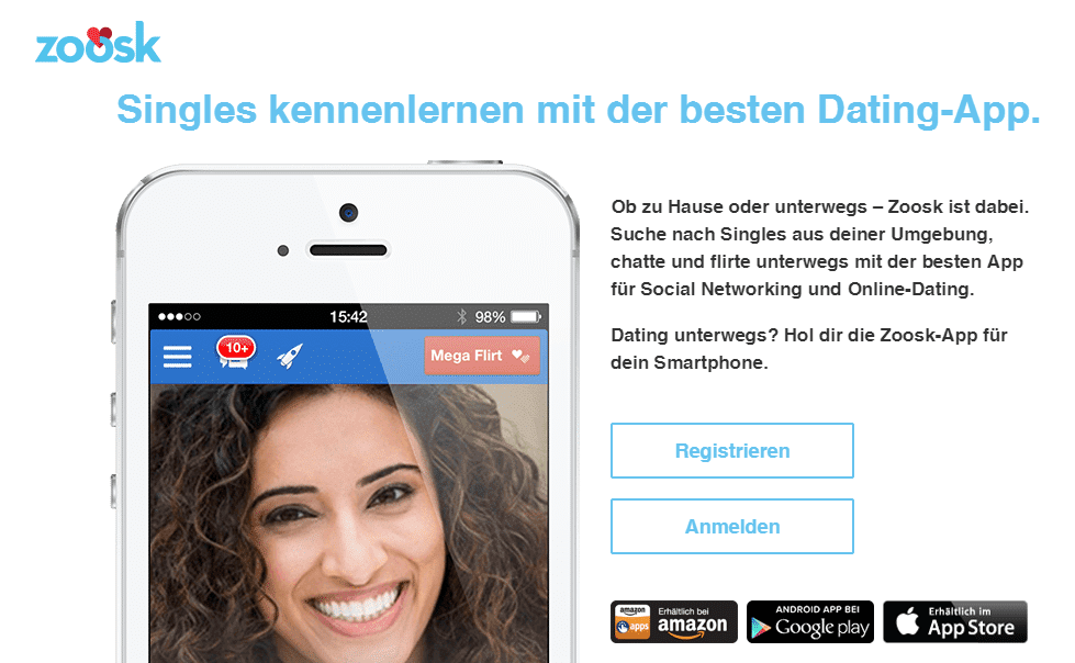 Dating platform Zoosk (screenshot from February 2015)