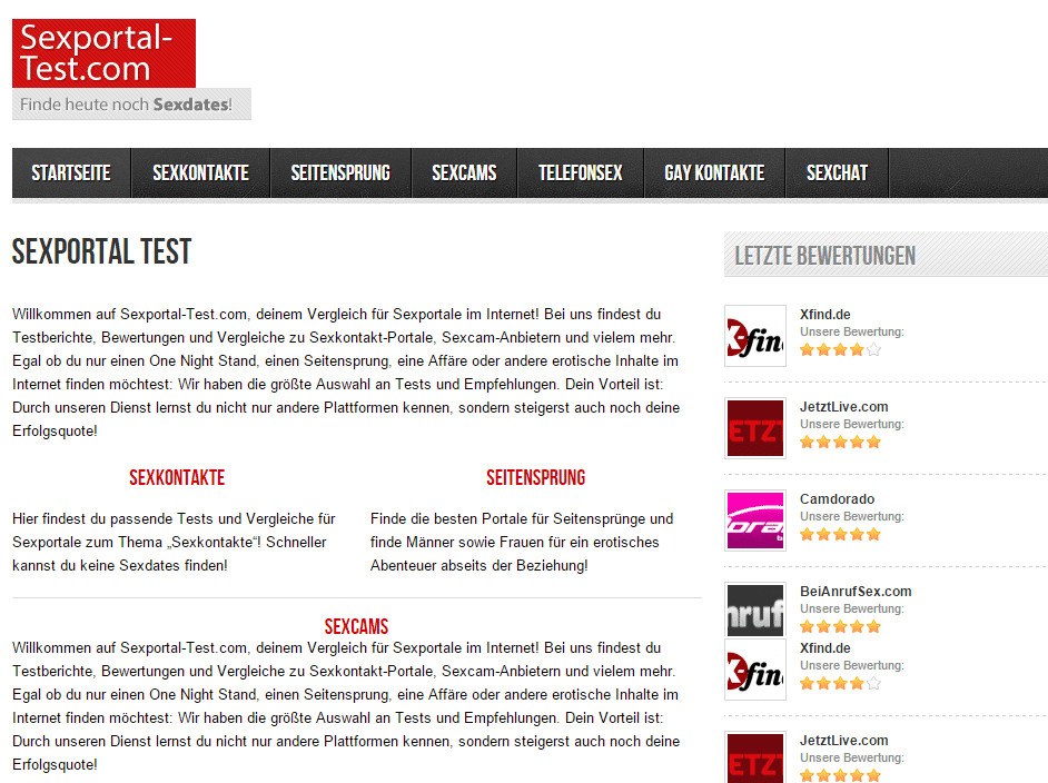 Sexportale aller Art - So behalten Sie den Überblick 3 sexportal-test.com (Screenshot vom Januar 2016)