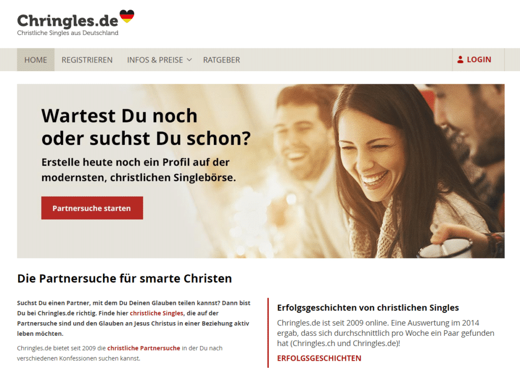 Chringles.de - Christliche Singles aus Deutschland (Screenshot 2017)