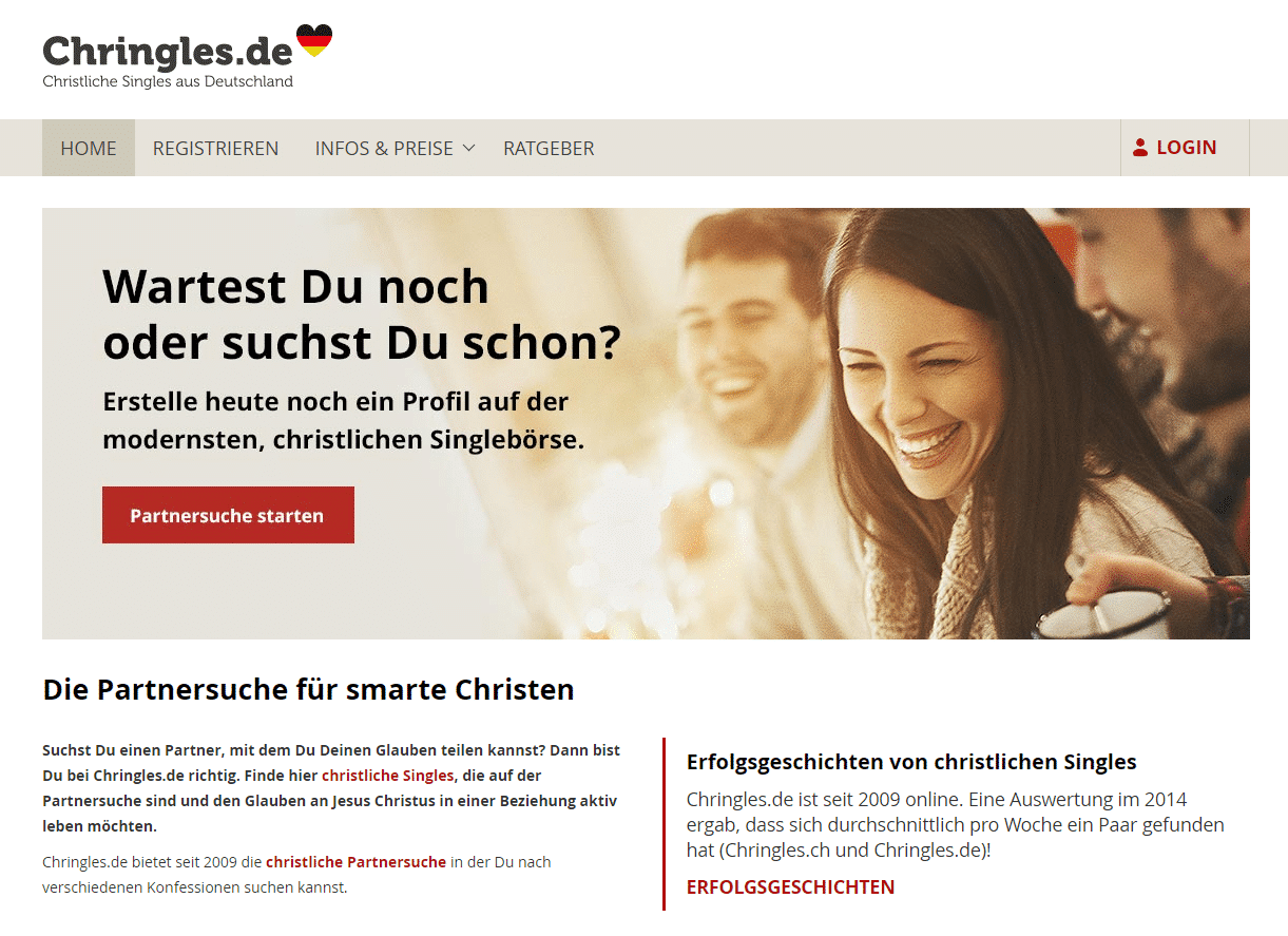 Chringles.de - Christian singles from Germany (screenshot 2017)