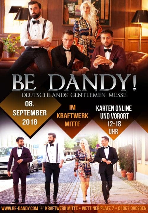 Cartel de la feria de caballeros Be Dandy! Dresde 2018 