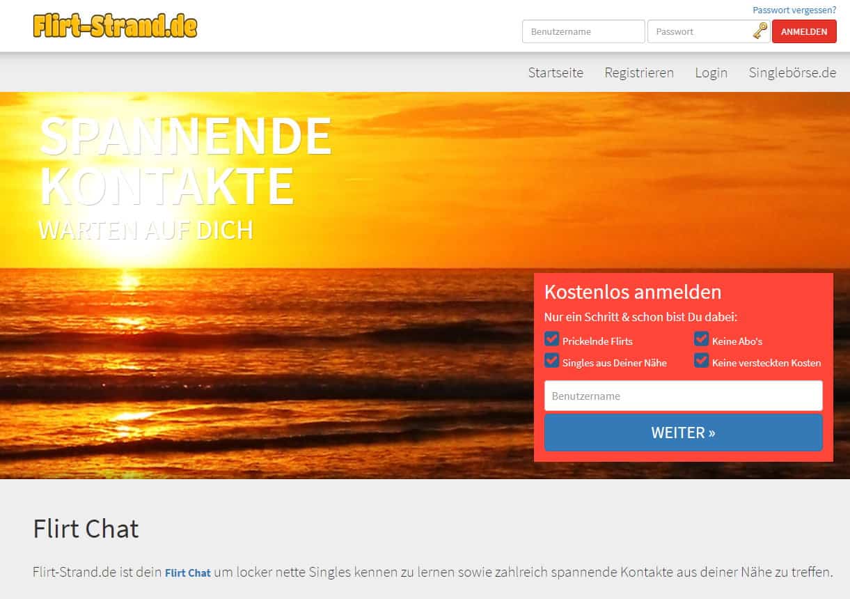 Flirt-Strand.de - Free single chat with flirting mussels in the singles exchange comparison