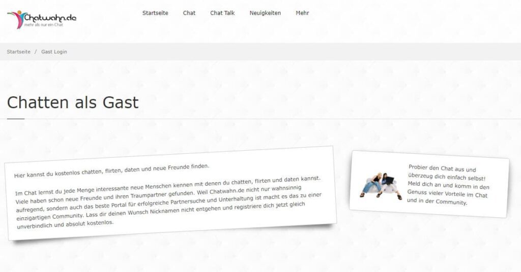 Flirten per Online Chat - kostenlos und ohne Anmeldung 6 Chatwahn - Ohne Anmeldung als Gast kostenlos chatten, flirten, daten und neue Freunde finden