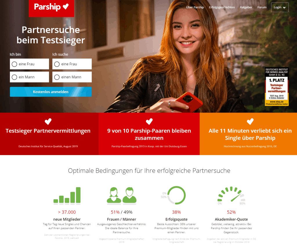 Parship.de: agencia de citas de confianza para solteros sofisticados