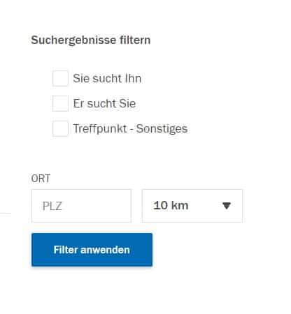 Encuentra solteros adecuados: filtros de búsqueda de Südkurier