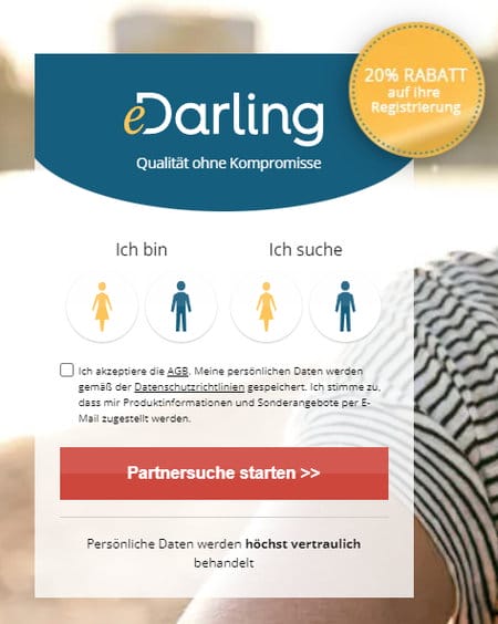 Rabatt-Aktion bei eDarling: 20% auf die Premium-Gebühren