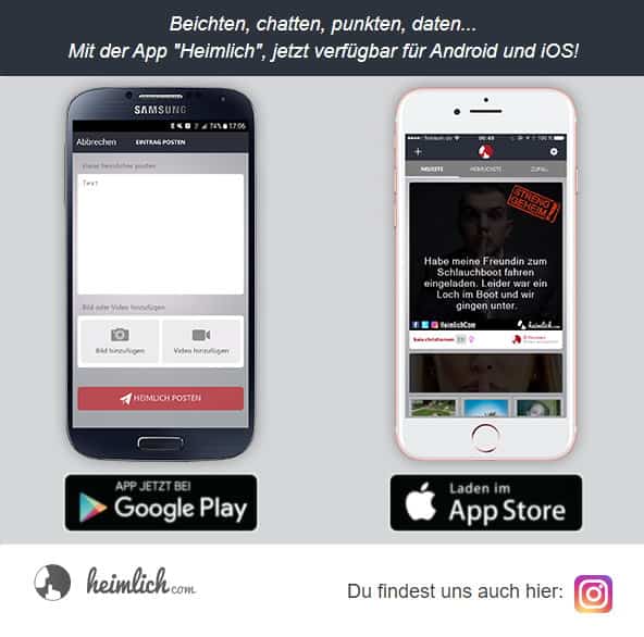 Heimlich Beicht- und Dating App als Download für iOS und Android Smartphones