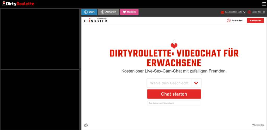 DirtyRoulette: Videochat und Live-Sex-Cam-Chats für Erwachsene
