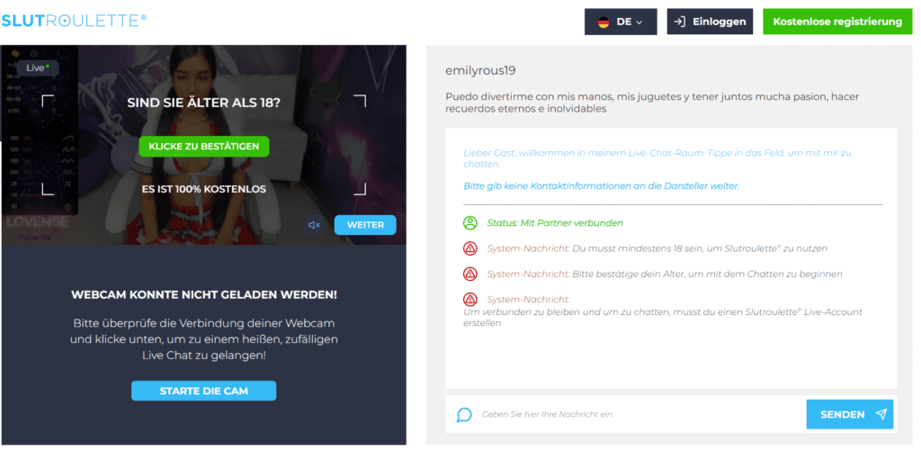 SlutRoulette Live ist eine neuartige, interaktive Live Cam-Chat Plattform
