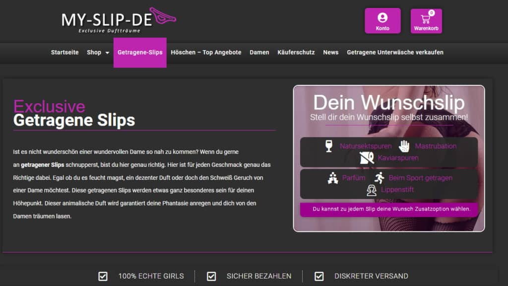 Getragene Slips von echten Girls gibt es bei My-Slip.de