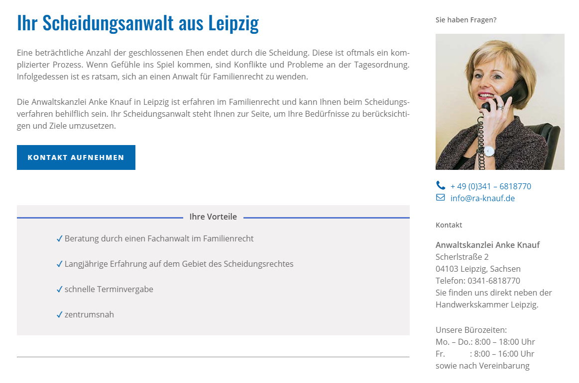 Cuando se produce un divorcio, el mundo entero se derrumba para muchos de los afectados. Su abogado de divorcios de Leipzig está disponible para brindarle asesoramiento y apoyo para coordinar el proceso de divorcio. 