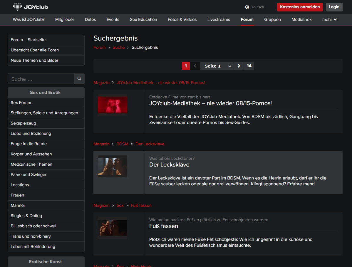 JOYclub - grande communauté érotique avec des forums, des groupes, du contenu érotique et des guides sexuels sur le fétichisme des pieds et l&#39;érotisme des pieds