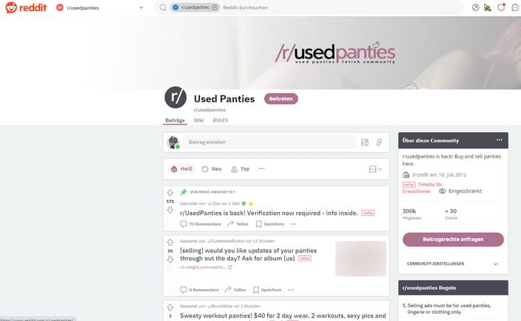 r/usedpanties - Comunidad fetichista de bragas usadas en Reddit