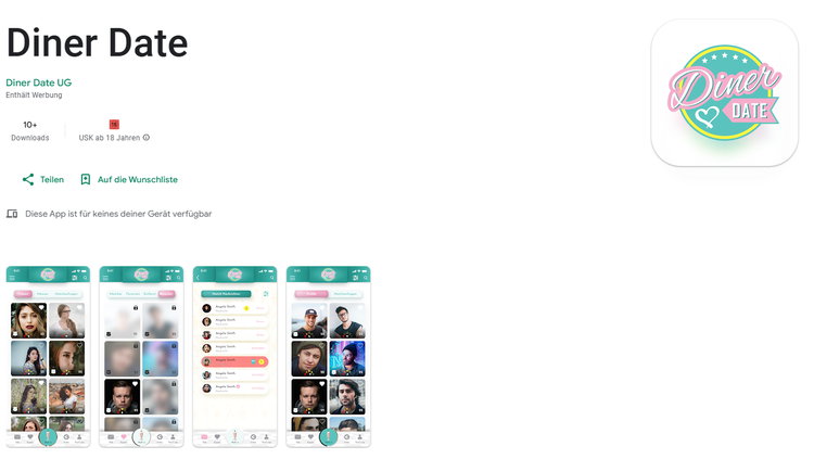 Diner Date gibt es jetzt auch im Google Play-Store als mobile App.