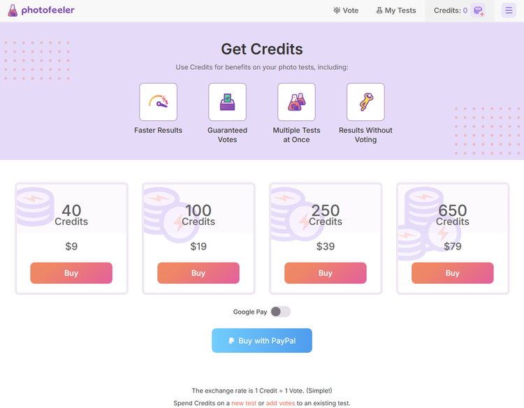 Kosten und Gebühren bei Photofeeler, für schnellere und präzisere Ergebnisse