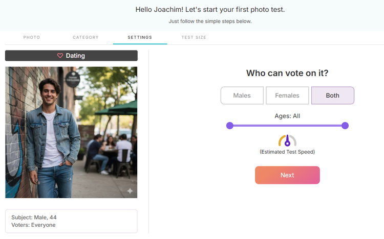 Es lässt sich festlegen, wer Rückmeldungen geben soll. Filtermöglichkeiten nach Geschlecht und Alter.