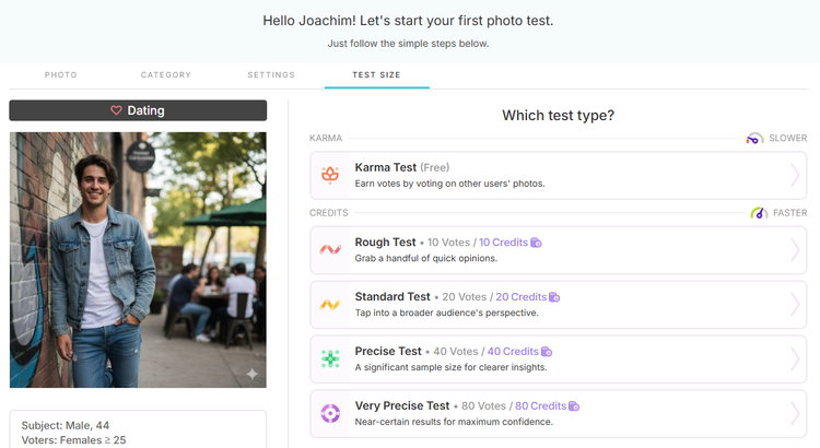 Auswahlmöglichkeiten zu Geschwindigkeit und Qualität der Rückmeldungen.